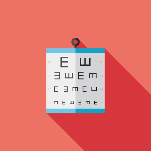 Eye test chart flat icon with long shadow — Stock Vector