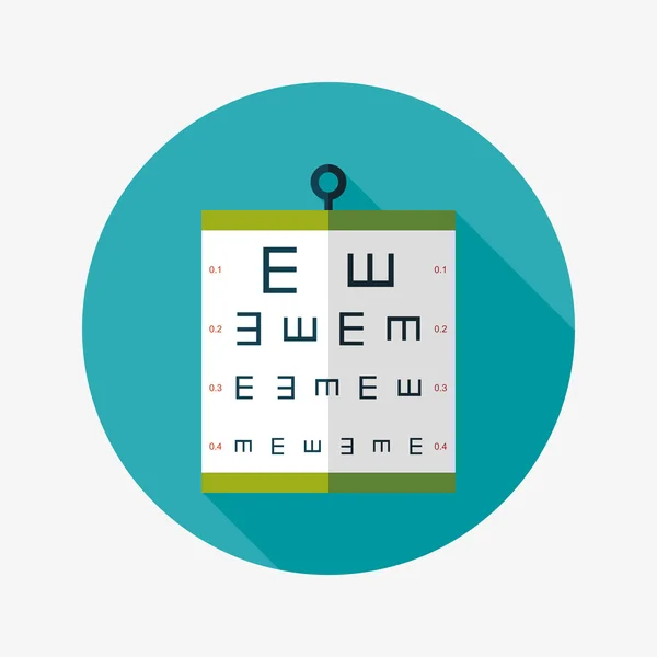 Augentest-Diagramm flaches Symbol mit langem Schatten — Stockvektor