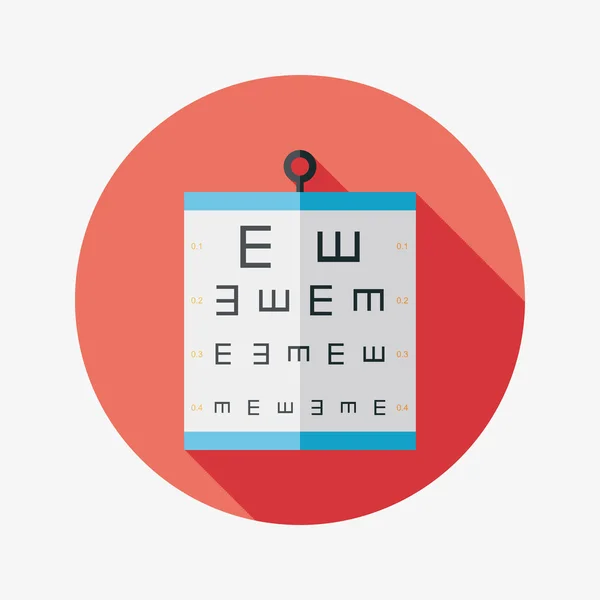 Eye test chart flat icon with long shadow — Stock Vector