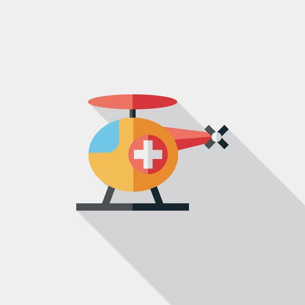 Ícone plano de helicóptero médico com sombra longa —  Vetores de Stock