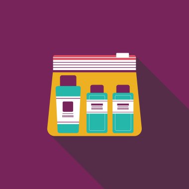 uzun gölge ile kozmetik kapları düz simgesi