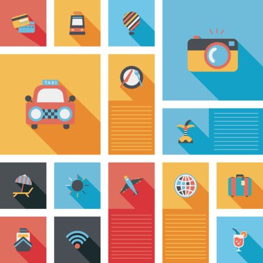 düz simgeler vektör UI uzun gölge ile seyahat