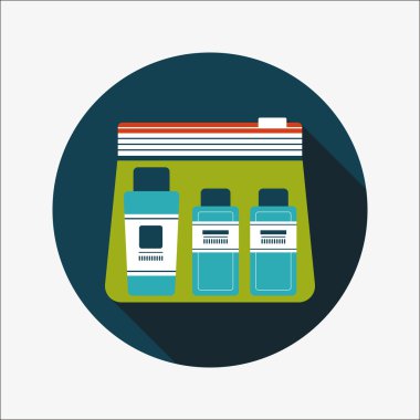 uzun gölge ile kozmetik kapları düz simgesi