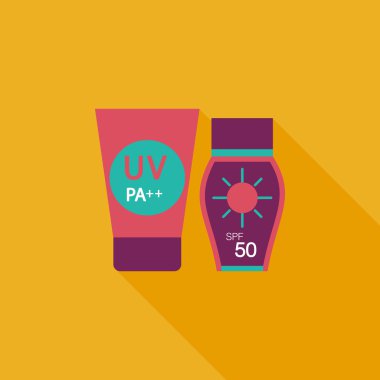 Sunscreen flat icon with long shadow clipart