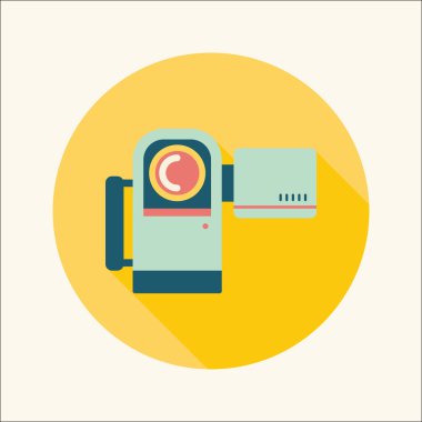 uzun gölge ile video kamera düz simgesi