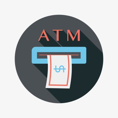 uzun gölge ile ATM düz simgesi