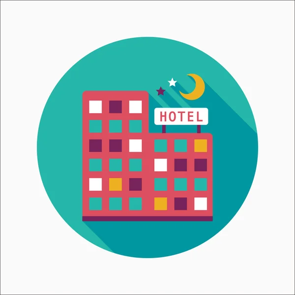 Hotel flat icon with long shadow — Stock Vector