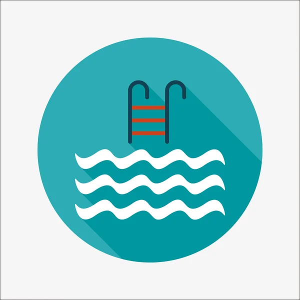 Zwembad platte pictogram met lange schaduw — Stockvector