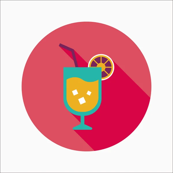 Icona piatto cocktail con lunga ombra — Vettoriale Stock