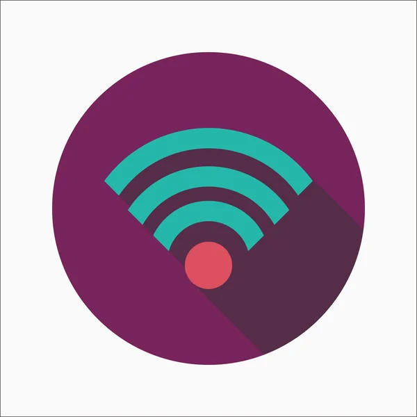 Icono inalámbrico wifi plano con sombra larga — Vector de stock