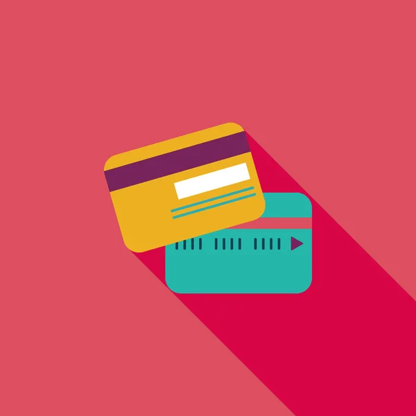 Tarjeta de crédito icono plano con sombra larga — Archivo Imágenes Vectoriales