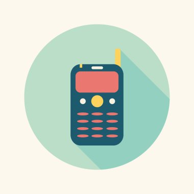 uzun gölge ile cep telefonu düz simgesi