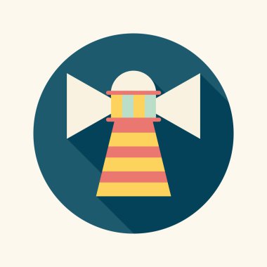 Deniz feneri ile uzun gölge düz simgesi