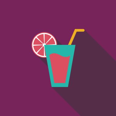 Uzun gölgeli kokteyl düz simgesi