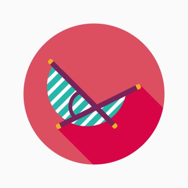 uzun gölge ile tembel plaj şezlong koltuğu düz simgesi