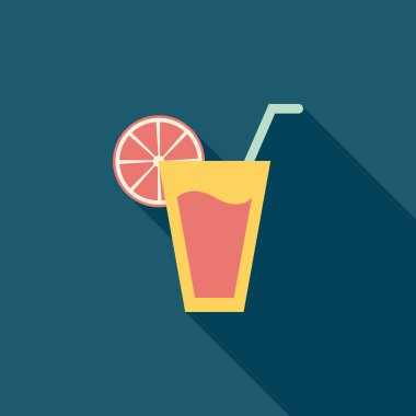 Uzun gölgeli kokteyl düz simgesi