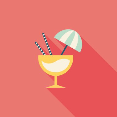 Uzun gölgeli kokteyl düz simgesi
