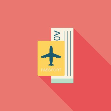 uzun gölge ile hava bilet düz simgesi