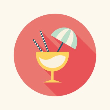 Uzun gölgeli kokteyl düz simgesi