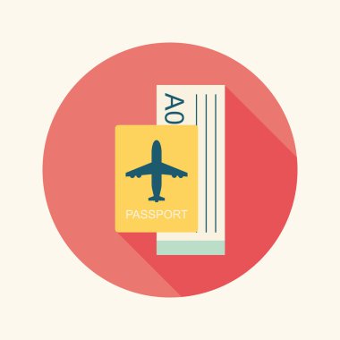 uzun gölge ile hava bilet düz simgesi