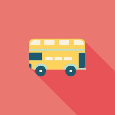 uzun gölge ile ulaşım otobüs düz simgesi