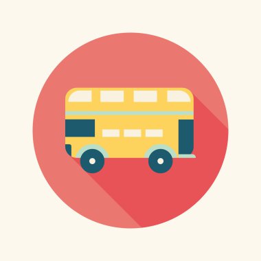 uzun gölge ile ulaşım otobüs düz simgesi