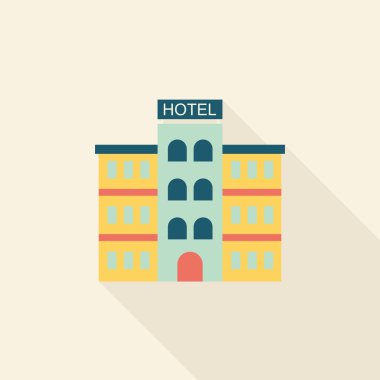 otel uzun gölge düz simgesi