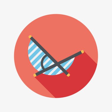 uzun gölge ile tembel plaj şezlong koltuğu düz simgesi