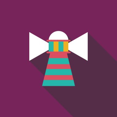 Deniz feneri ile uzun gölge düz simgesi