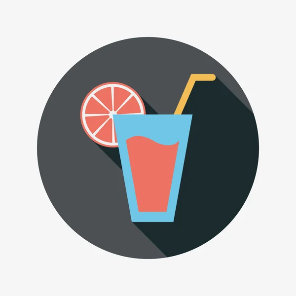 Cocktail icône plate avec ombre longue — Image vectorielle