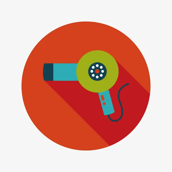 Hair dryer flat icon with long shadow — Stock Vector