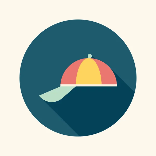 Peaked cap flat icon with long shadow — Stock Vector