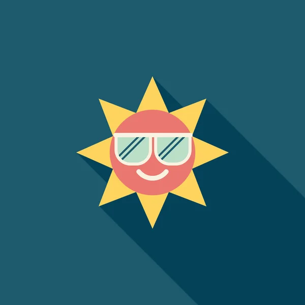 Icône plate soleil avec ombre longue — Image vectorielle