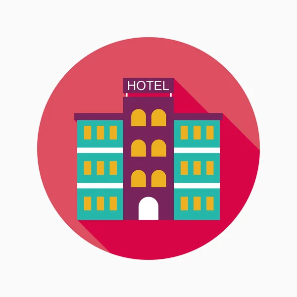 Hotel platte pictogram met lange schaduw — Stockvector