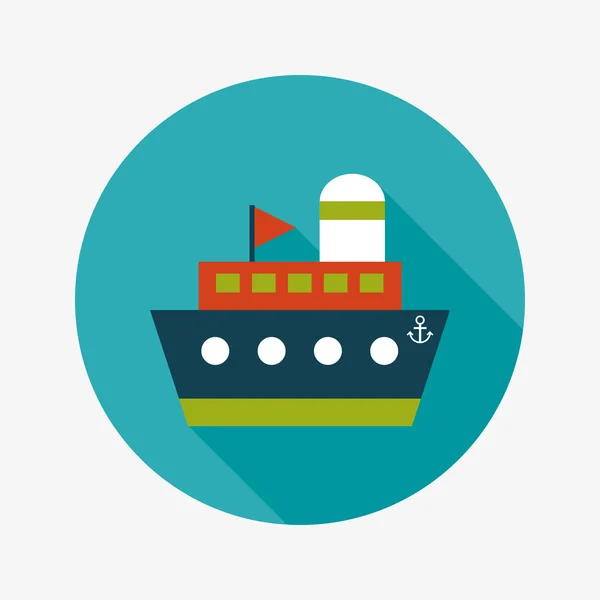 Ship, boat flat icon with long shadow — Stock Vector