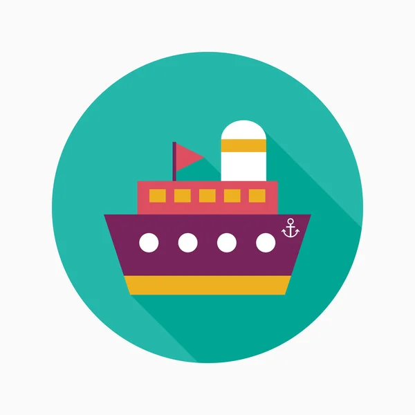 Fartyg, båt flat ikonen med långa skugga — Stock vektor