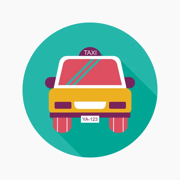 Taxi platte pictogram met lange schaduw — Stockvector