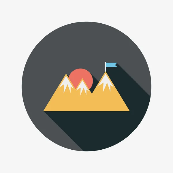 Górskie turystyczne płaskie ikona z długi cień — Wektor stockowy