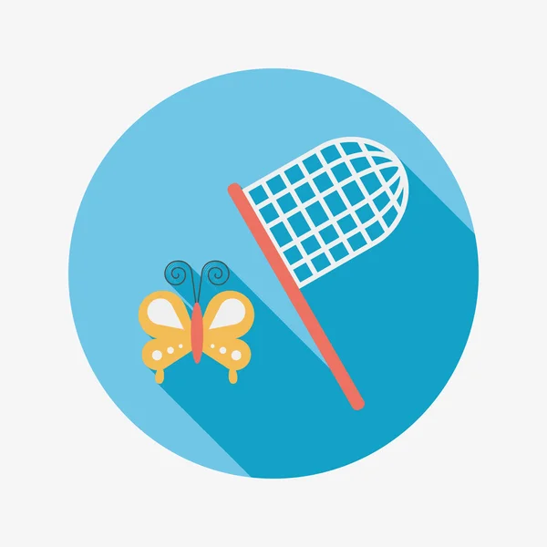 Mariposa icono plano neto con sombra larga — Vector de stock