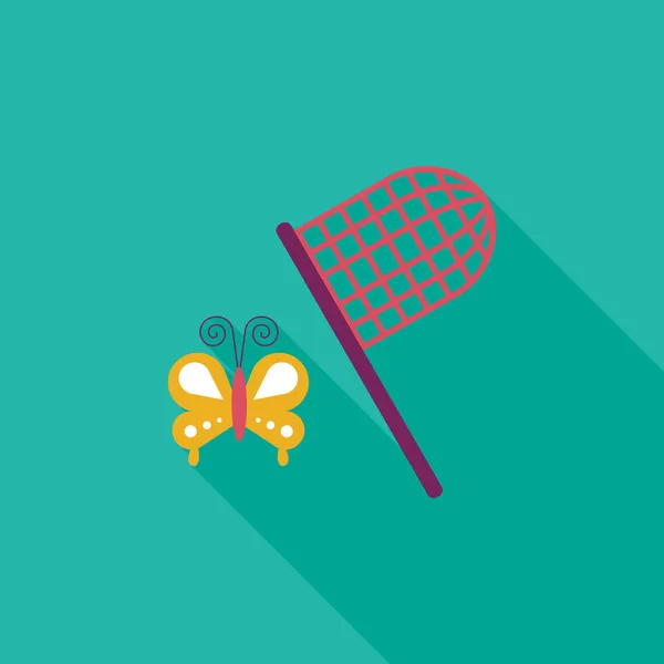 Filet papillon icône plate avec ombre longue — Image vectorielle