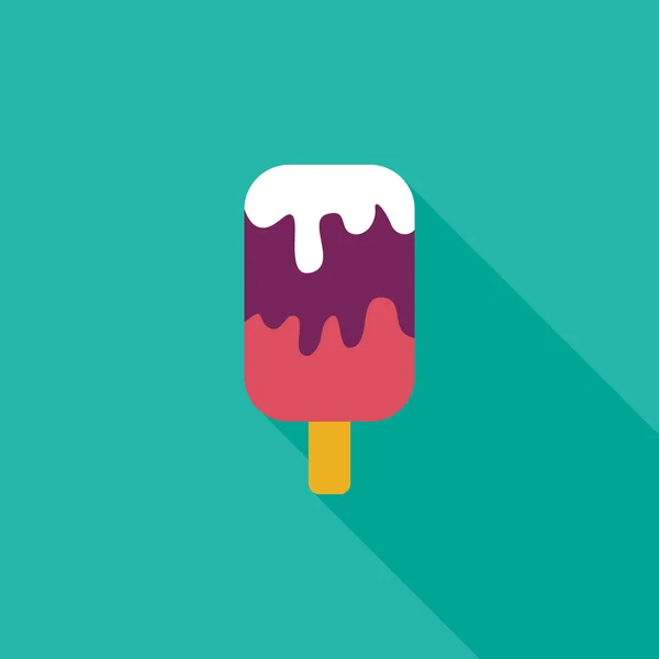 Helado icono plano con sombra larga — Archivo Imágenes Vectoriales