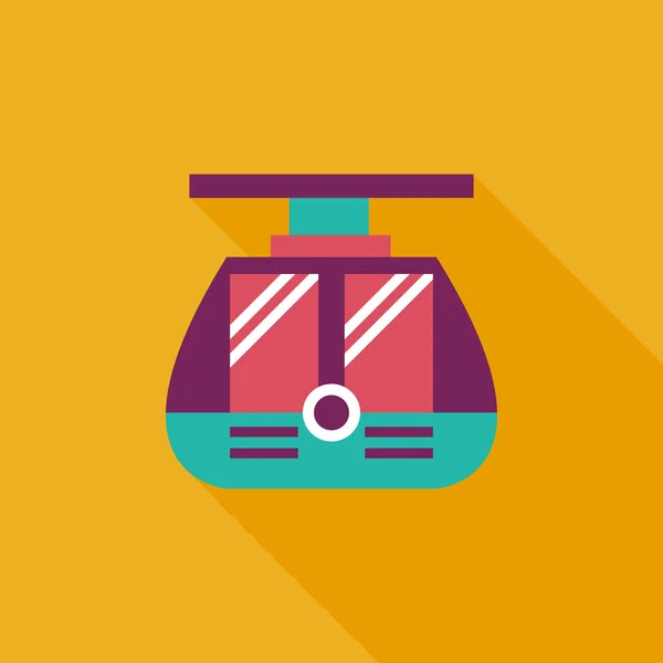 Tram platte pictogram met lange schaduw — Stockvector