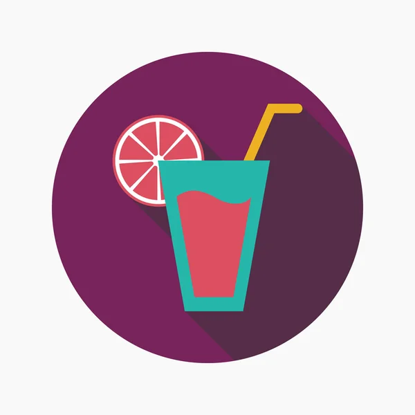 Cocktail flat icon met lange schaduw — Stockvector