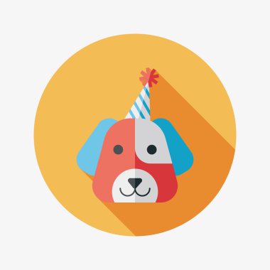 köpek doğum düz simgesi ile uzun gölge, eps10