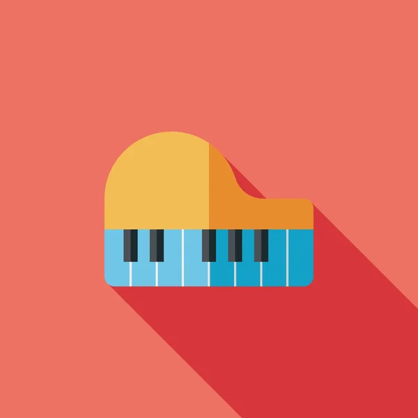 Zongora lapos ikon a hosszú árnyék, eps10 — Stock Vector