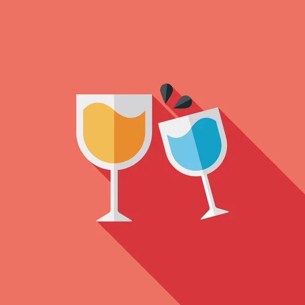 Martini glas cheers platte pictogram met lange schaduw, eps10 — Stockvector