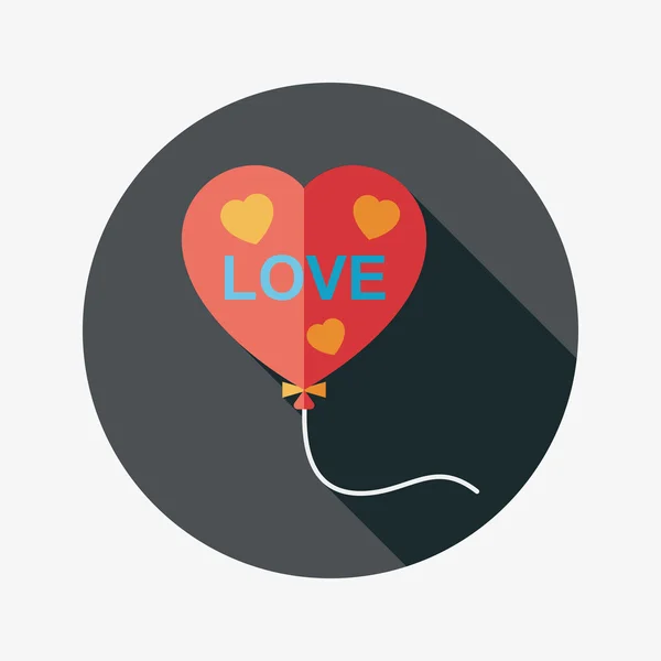 Miłość balony płaskie ikona z długim cieniem, eps10 — Wektor stockowy