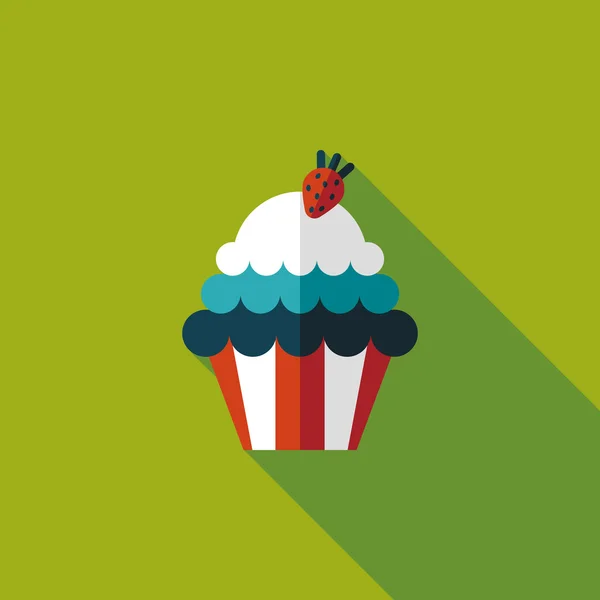 Cupcake icono plano con sombra larga, eps10 — Vector de stock