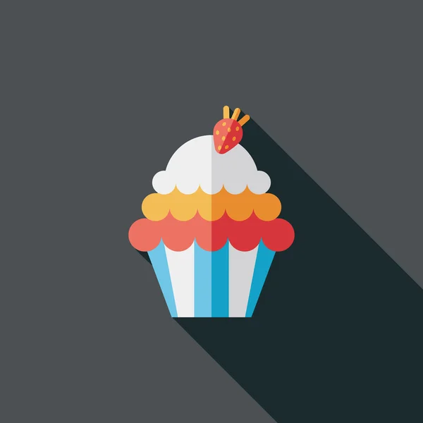 Cupcake platte pictogram met lange schaduw, eps10 — Stockvector