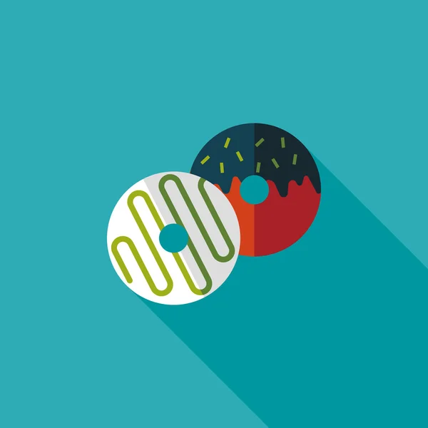 Donut flat ikonen med långa skugga, eps10 — Stock vektor
